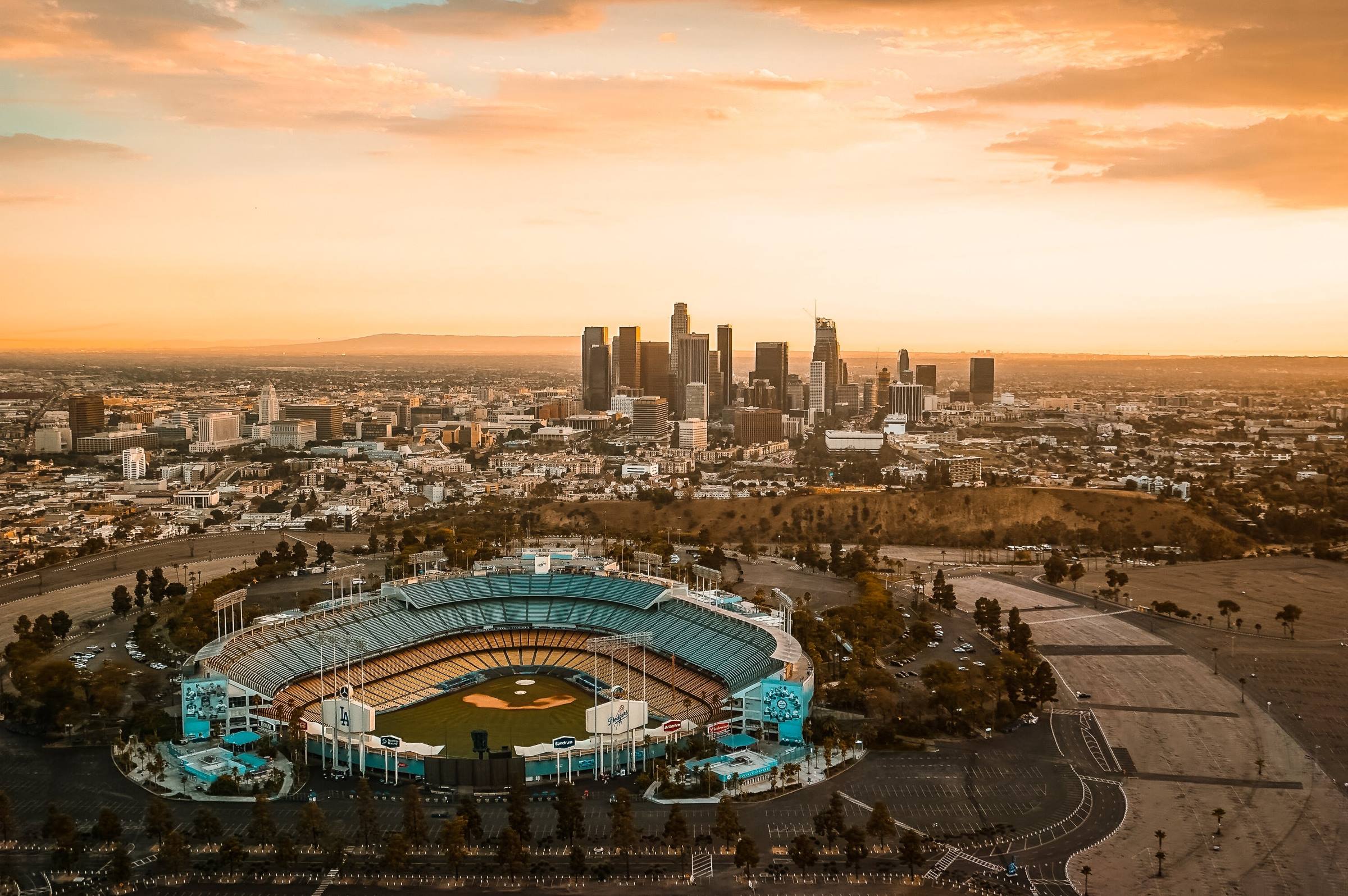 los angeles california dodger stadium skyline