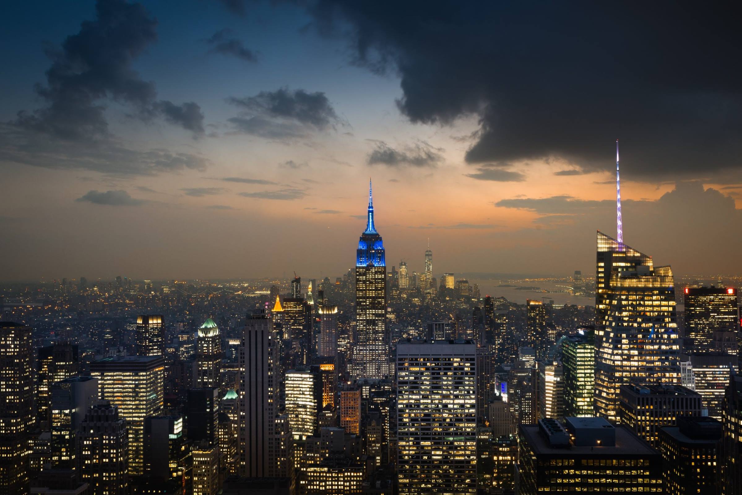 new york city night lights cityscape skyline