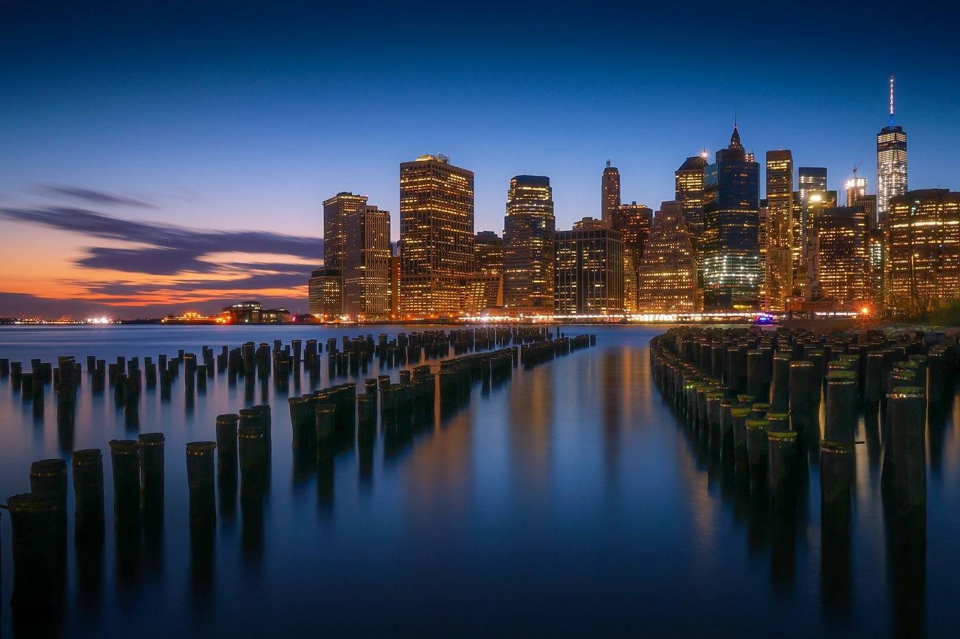 new york skyline water cityscape