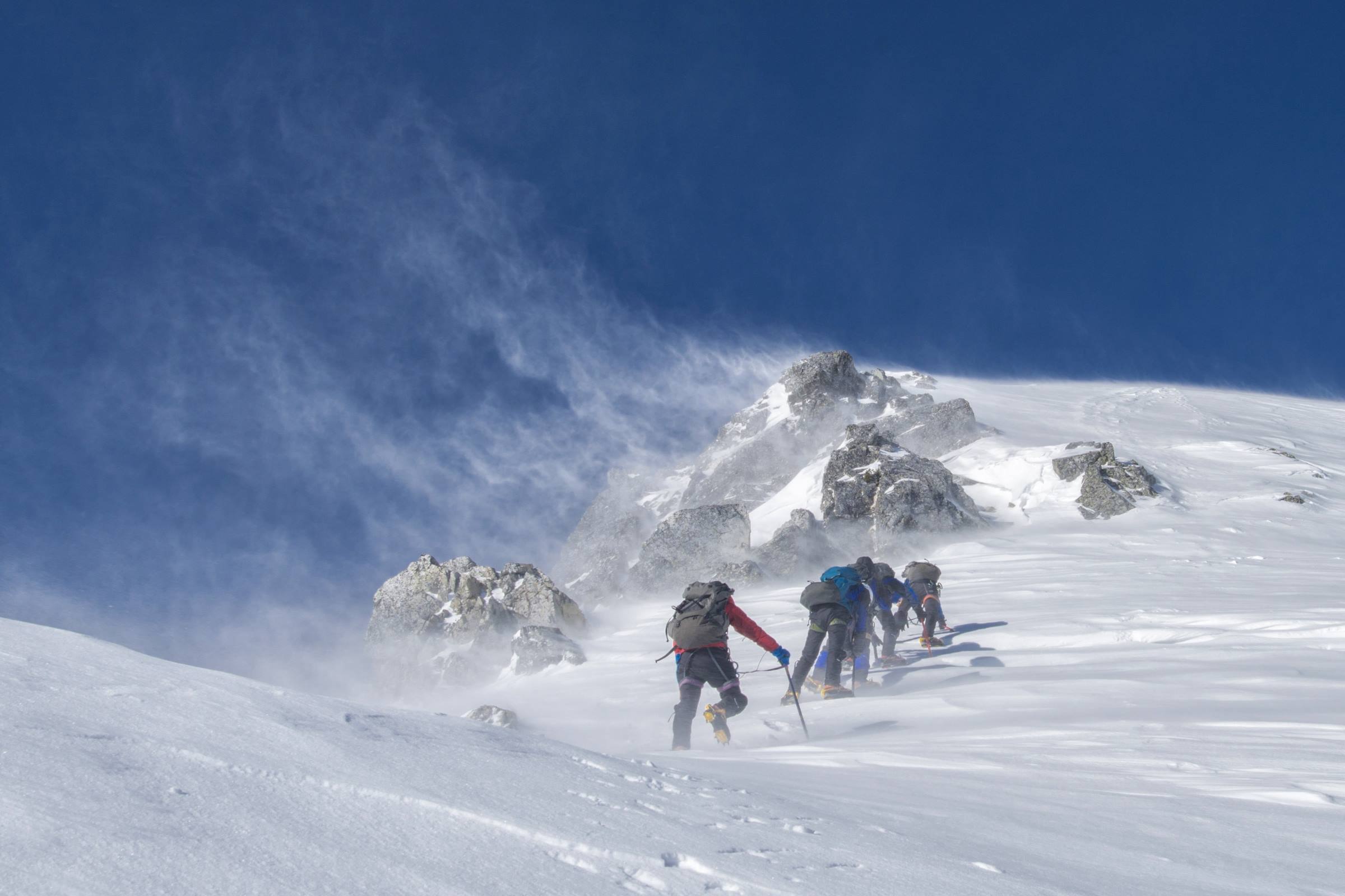 winter snow climbers mountaineers mountain