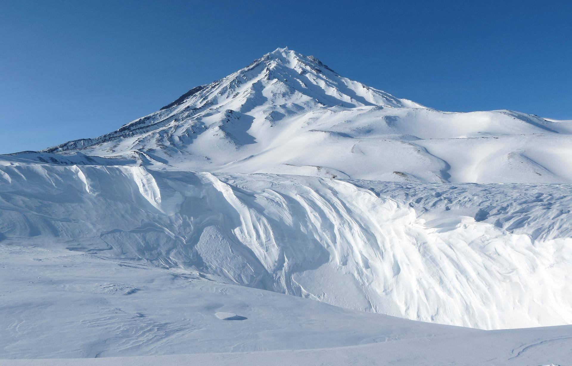 winter snow koryaksky volcano mountain blue sky