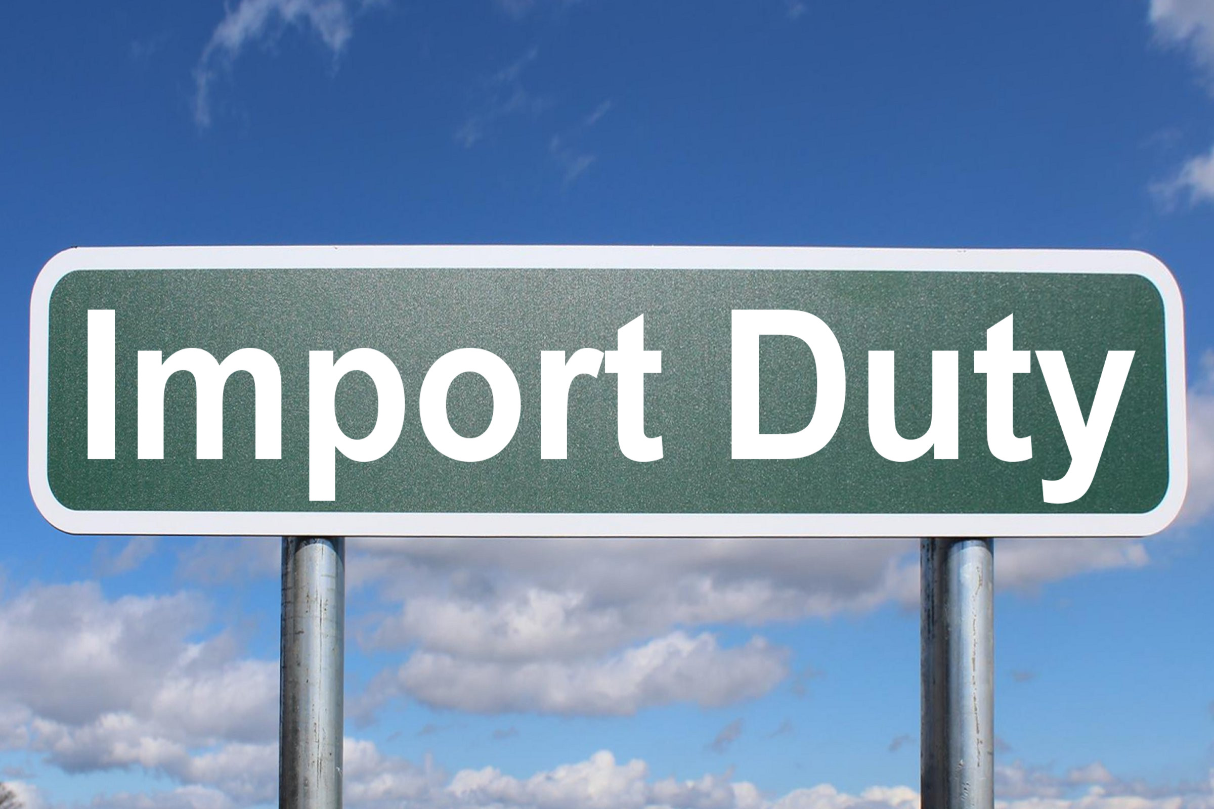 Import duty. Import. Important sign.