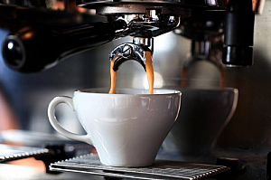 Coffee machine pouring a coffee