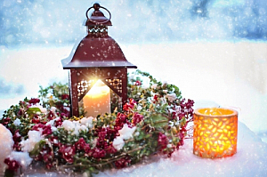 winter snow christmas decoration candles