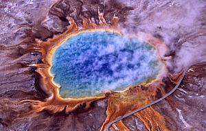 yellowstone national park aerial grand prismatic spring