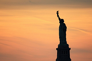 statue of liberty new york sunset silhouette