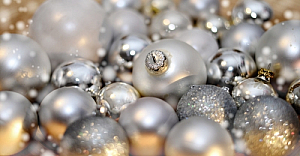 Silver Christmas baubles
