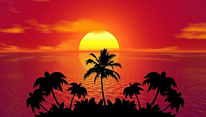 Sunset over a tropical beach