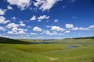 yellowstone national park water meadow landscape clouds