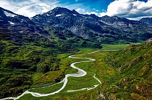 River between mountains in Alaska