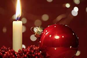 Christmas candle and bauble