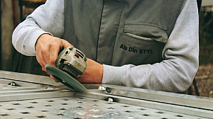 Worker grinder sheet metal